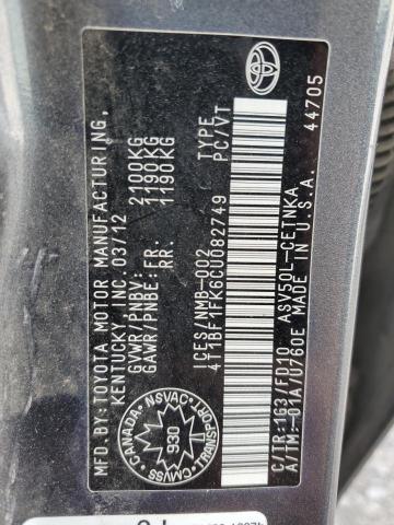 2012 TOYOTA CAMRY BASE  