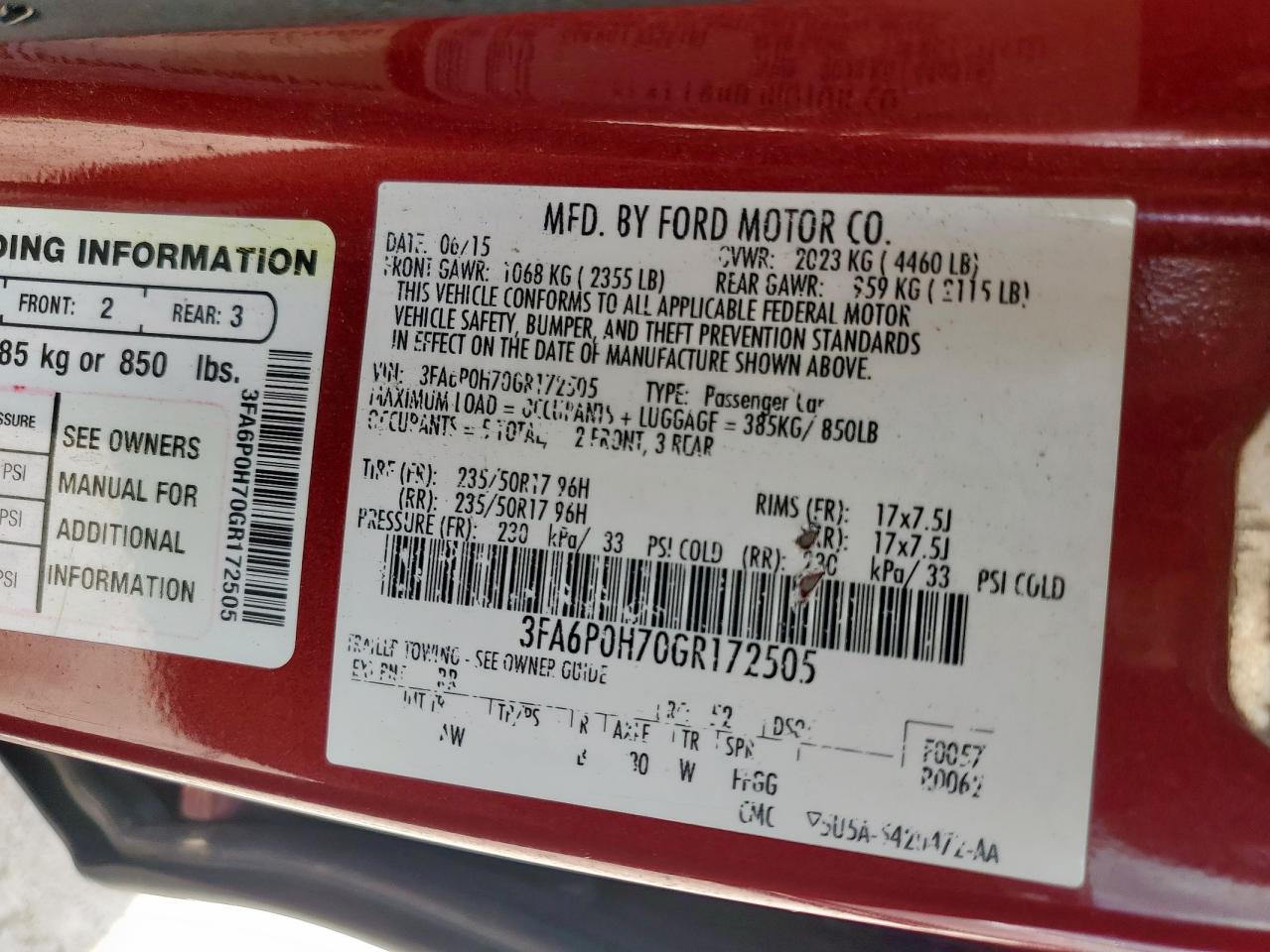 2016 Ford Fusion Se VIN: 3FA6P0H70GR172505 Lot: 61467445