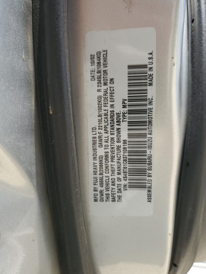 2003 Subaru Baja VIN: 4S4BT61C837106196 Lot: 62316865
