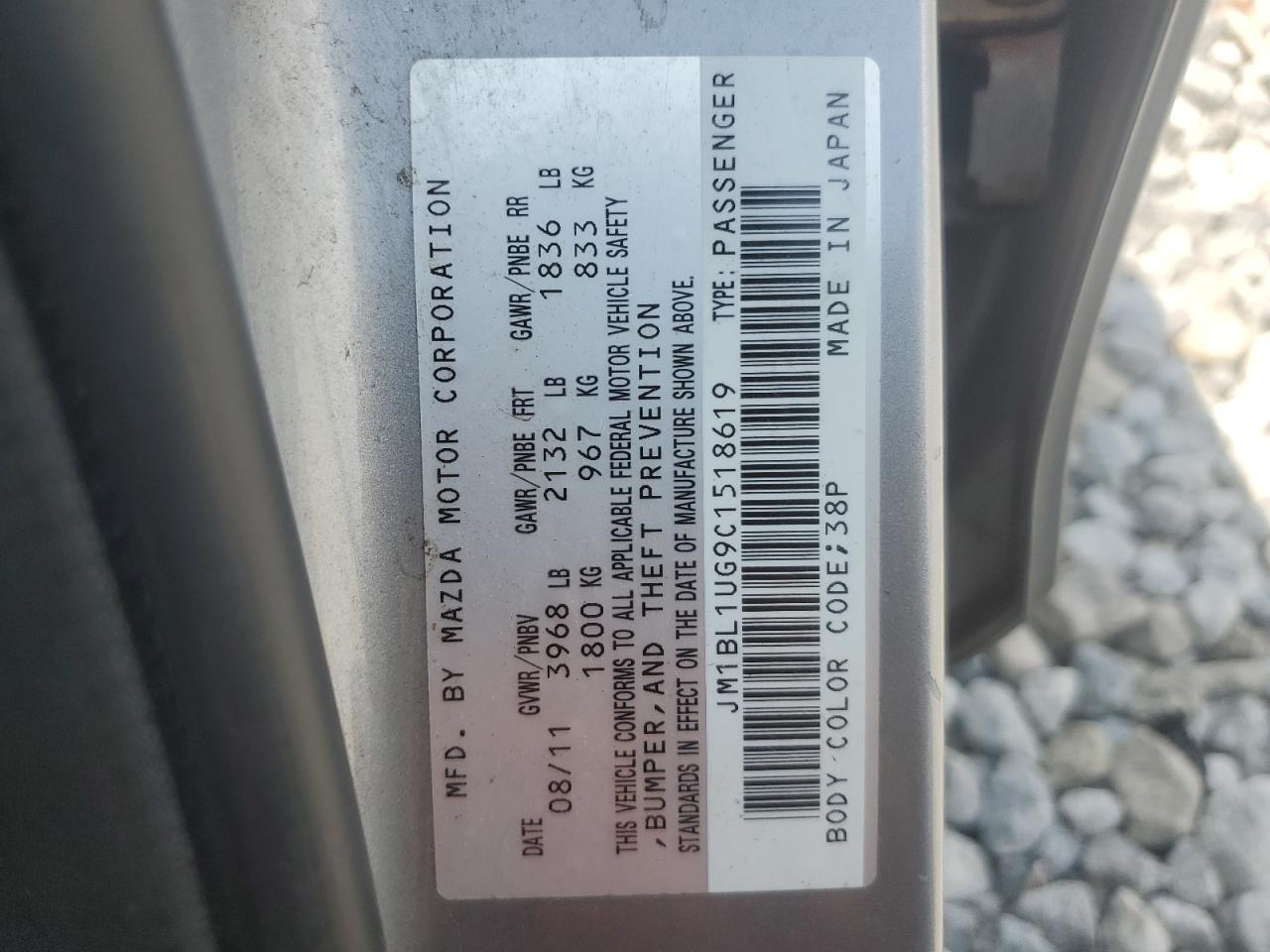 2012 Mazda 3 I VIN: JM1BL1UG9C1518619 Lot: 59777085
