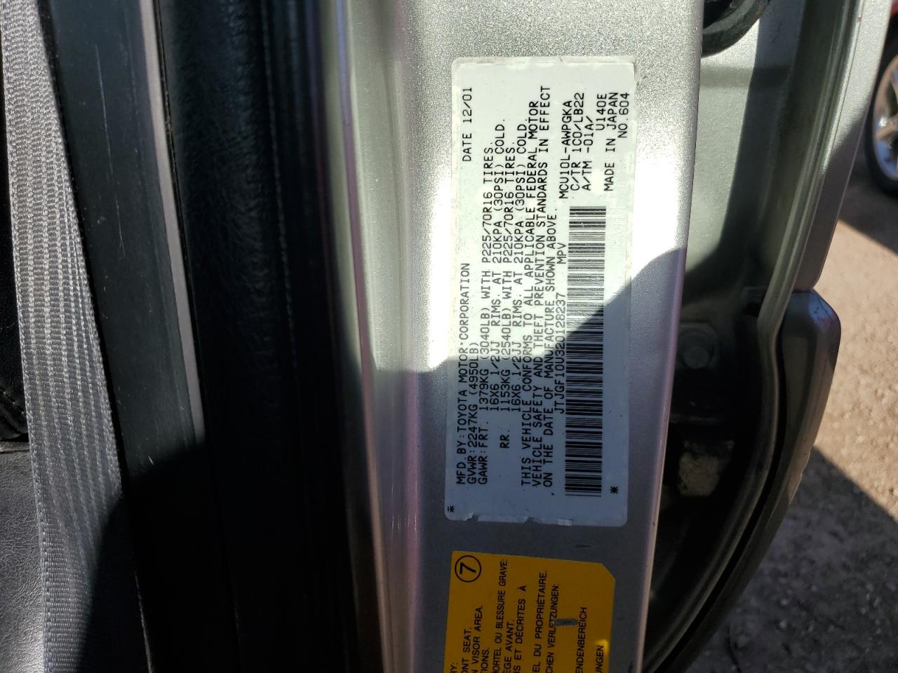 2002 Lexus Rx 300 VIN: JTJGF10U320128237 Lot: 61779205
