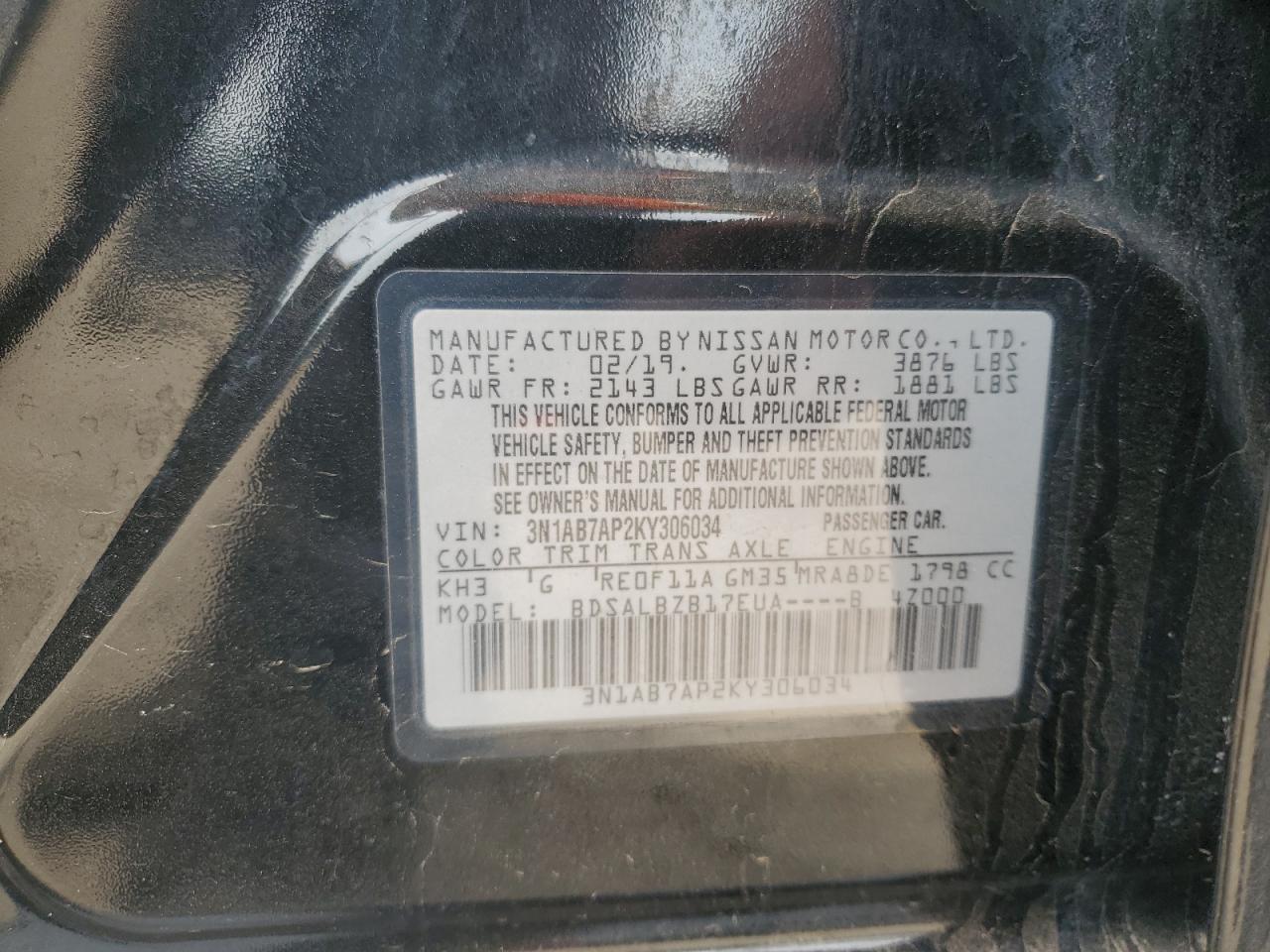 NISSAN SENTRA 2019 VIN 3N1AB7AP2KY306034 photo 13
