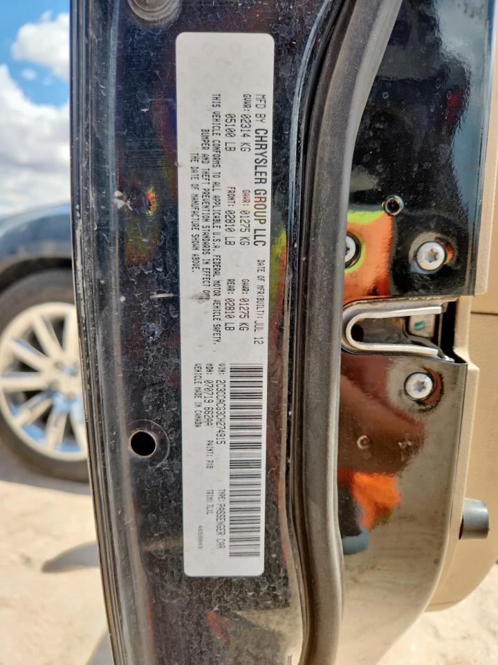 2012 Chrysler 300 Limited VIN: 2C3CCACG3CH274915 Lot: 62682305