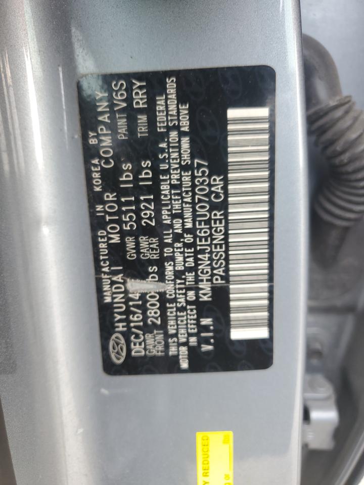 2015 Hyundai Genesis 3.8L VIN: KMHGN4JE6FU070357 Lot: 59598205