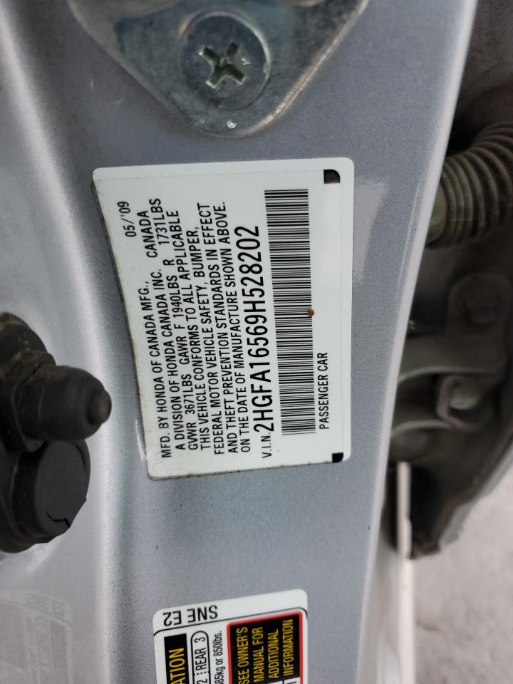 HONDA CIVIC 2009 VIN 2HGFA16569H528202 фото 12