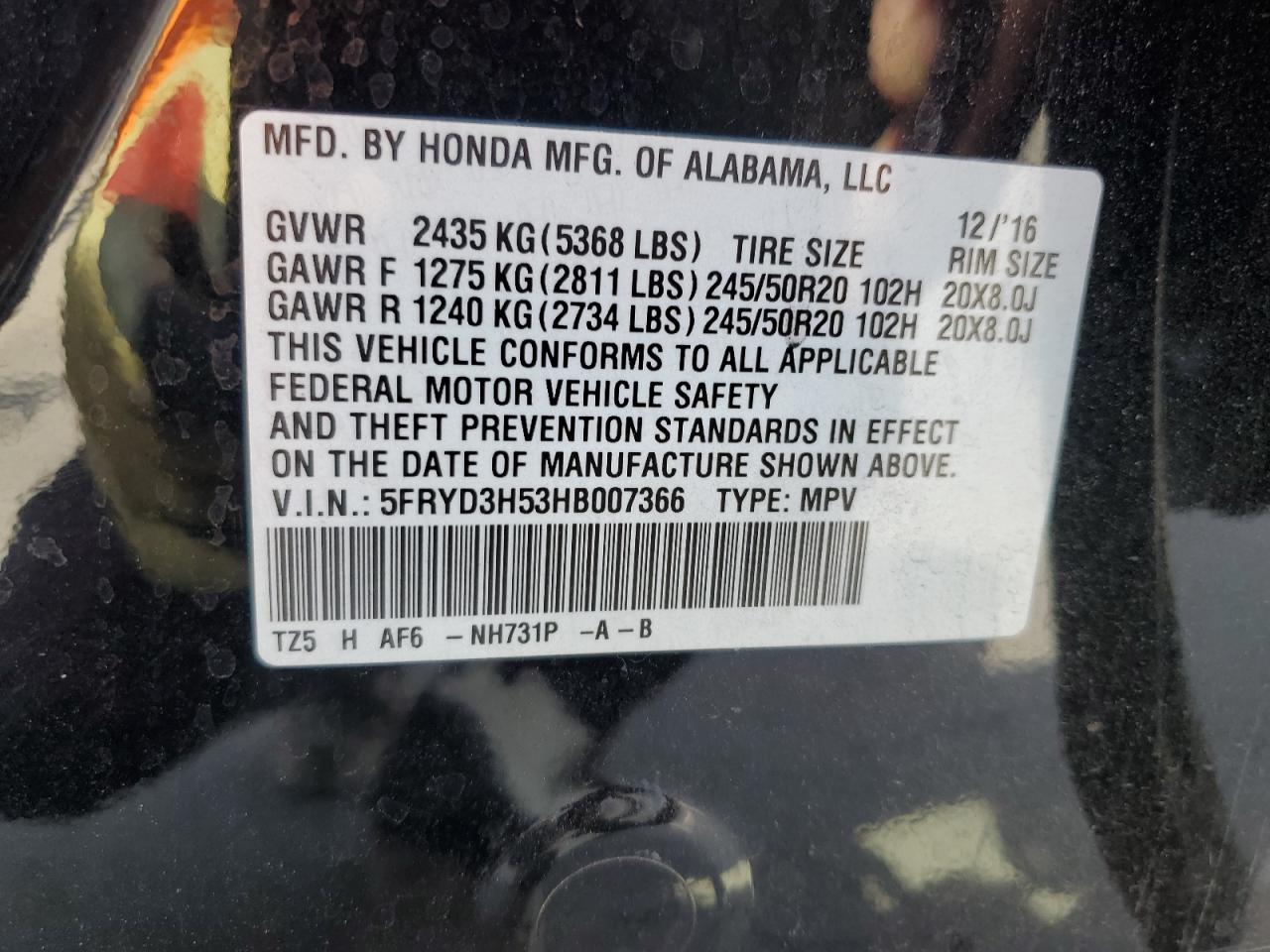 2017 Acura Mdx Technology VIN: 5FRYD3H53HB007366 Lot: 61646595
