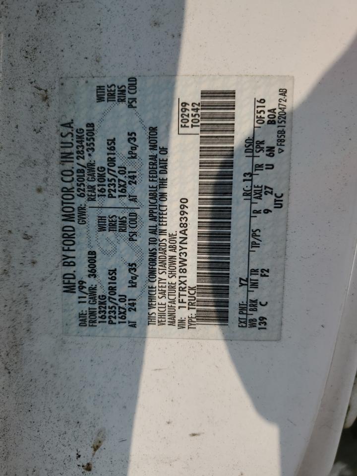 2000 Ford F150 VIN: 1FTRX18W3YNA83990 Lot: 59264145