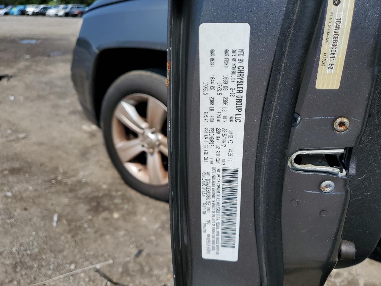2012 Jeep Compass Latitude VIN: 1C4NJCEB8CD601152 Lot: 61804365