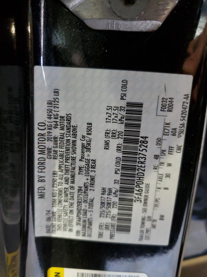 2014 Ford Fusion Se VIN: 3FA6P0HD2ER375284 Lot: 60572165