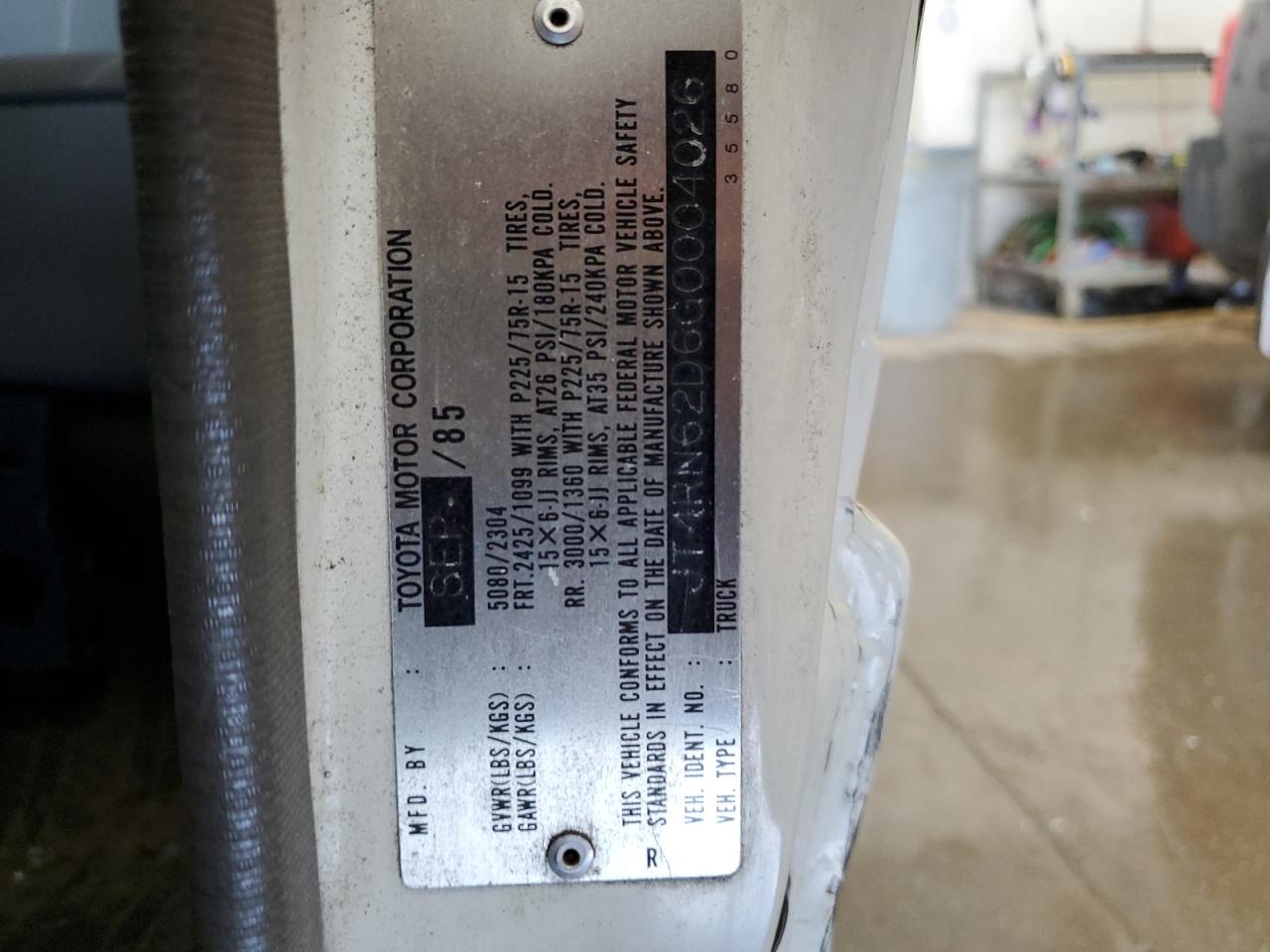 1986 Toyota 4Runner Rn60 VIN: JT4RN62D6G0004026 Lot: 59314095