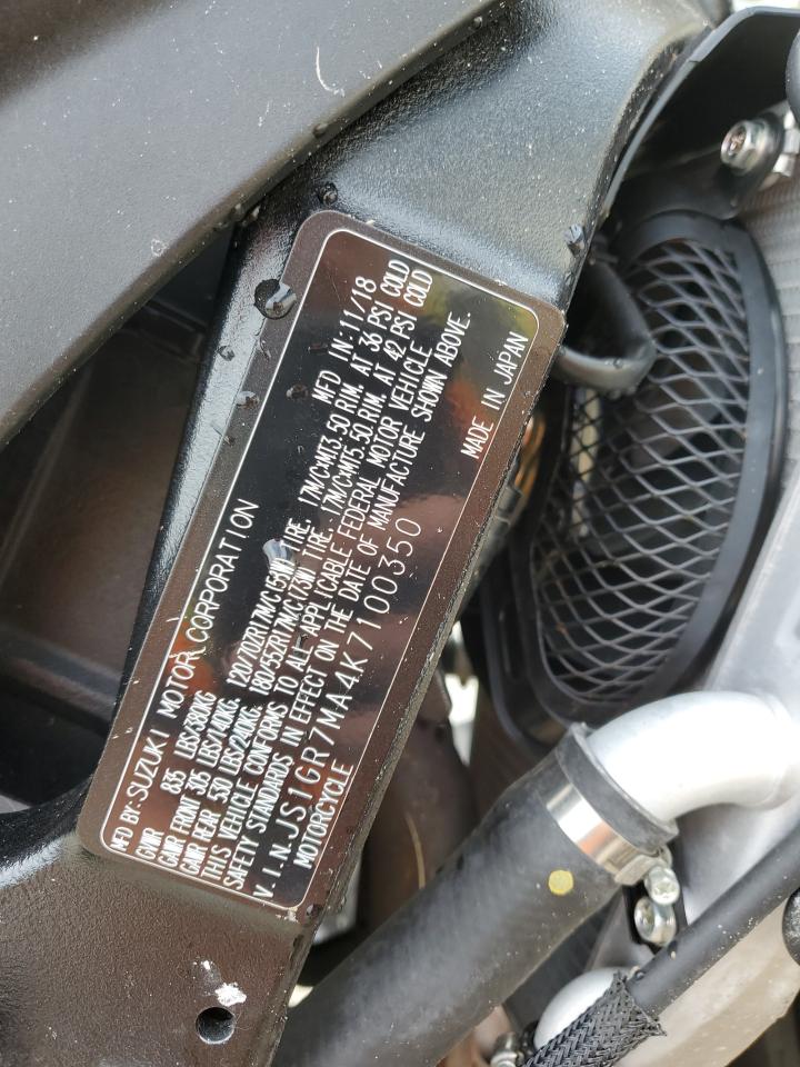 2019 Suzuki Gsx-R750 VIN: JS1GR7MA4K7100350 Lot: 62642595