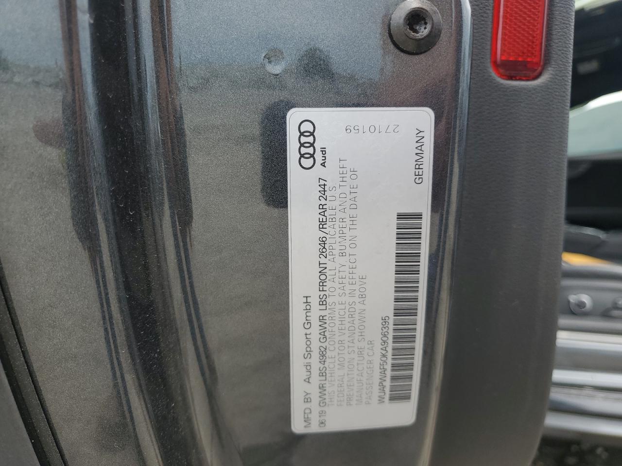 2019 Audi Rs5 VIN: WUAPWAF50KA906395 Lot: 61474205