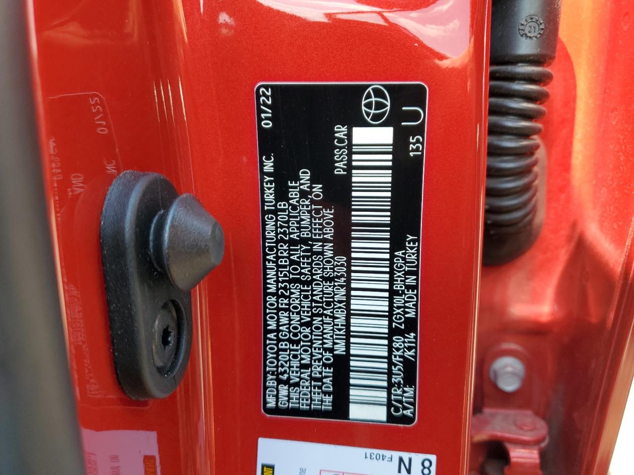 2022 Toyota C-Hr Xle VIN: NMTKHMBX1NR143030 Lot: 62584025