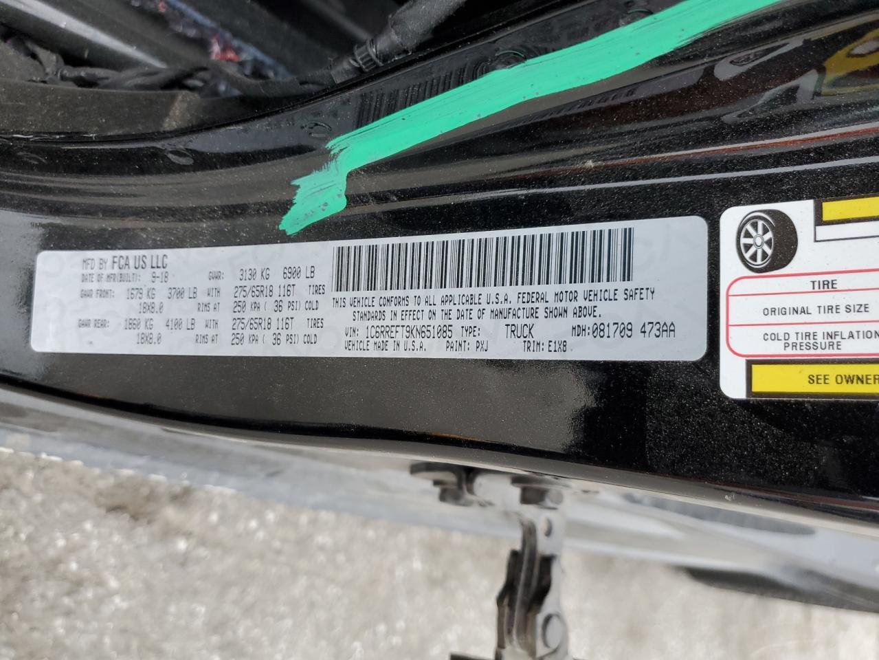 2019 Ram 1500 Big Horn/Lone Star VIN: 1C6RREFT9KN651085 Lot: 60474665