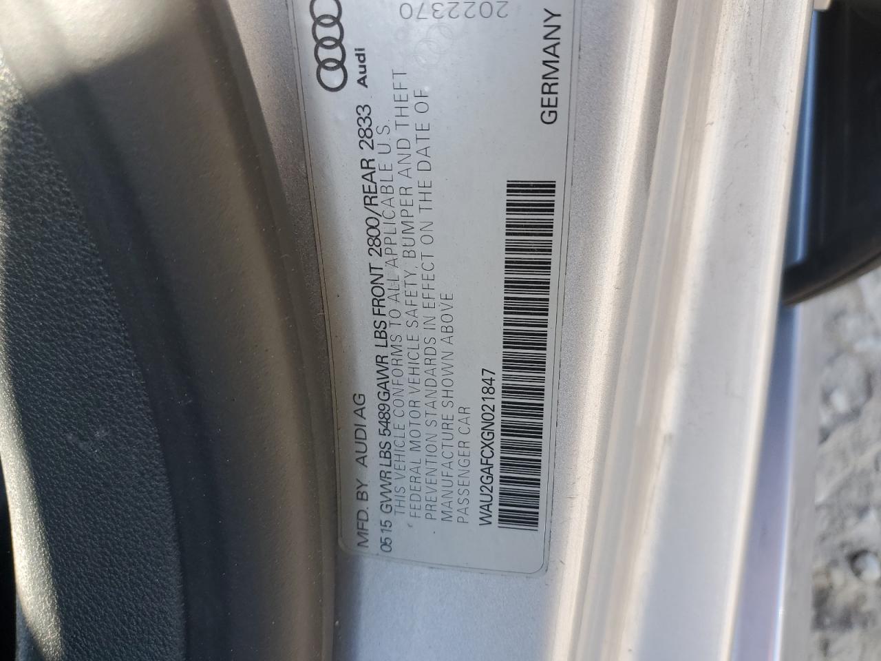2016 Audi A7 Prestige VIN: WAU2GAFCXGN021847 Lot: 61925345