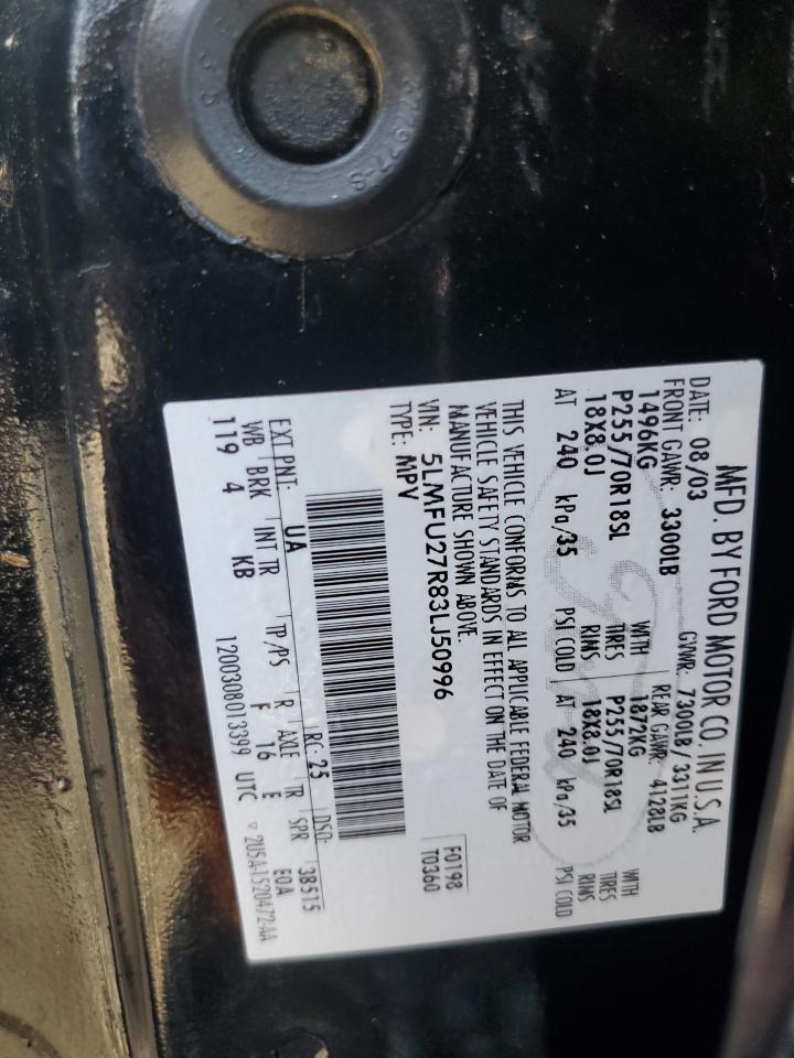 2003 Lincoln Navigator VIN: 5LMFU27R83LJ50996 Lot: 59760935