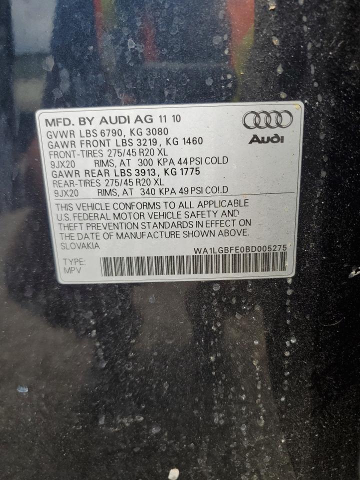 2011 Audi Q7 Premium Plus VIN: WA1LGBFE0BD005275 Lot: 62550865