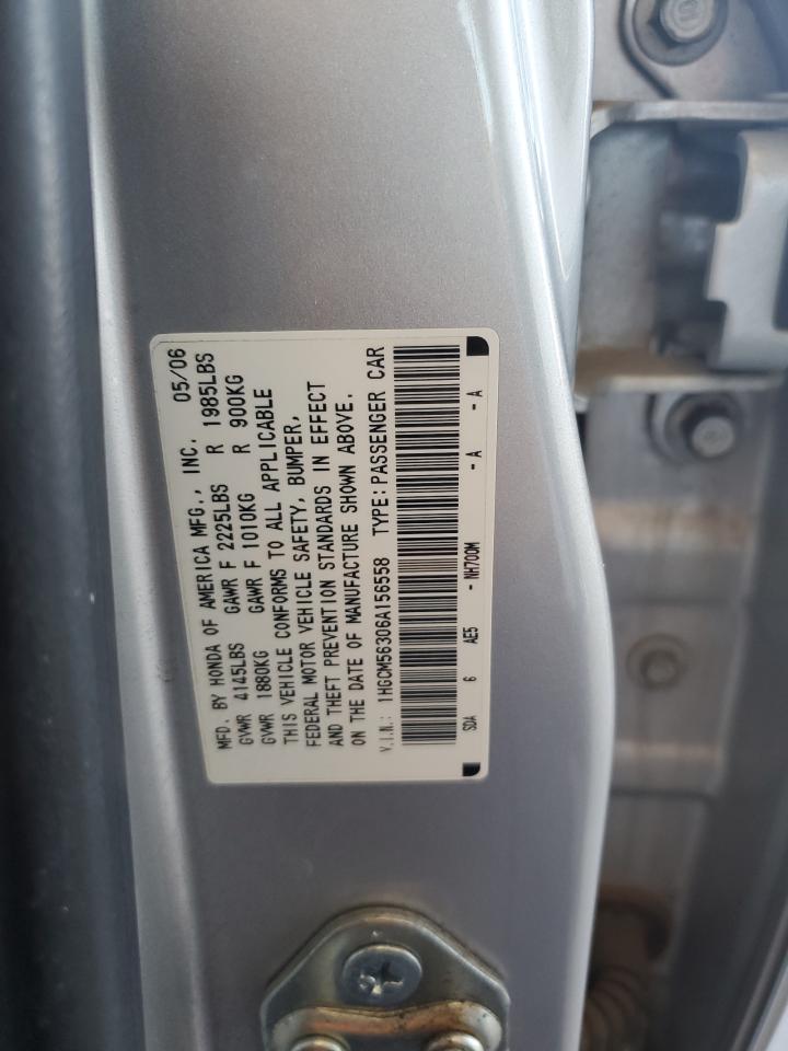 2006 Honda Accord Se VIN: 1HGCM56306A156558 Lot: 62733555