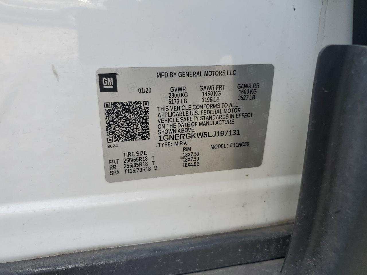 2020 Chevrolet Traverse Lt VIN: 1GNERGKW5LJ197131 Lot: 62853465
