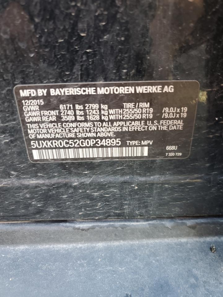2016 BMW X5 xDrive35I VIN: 5UXKR0C52G0P34895 Lot: 60268215