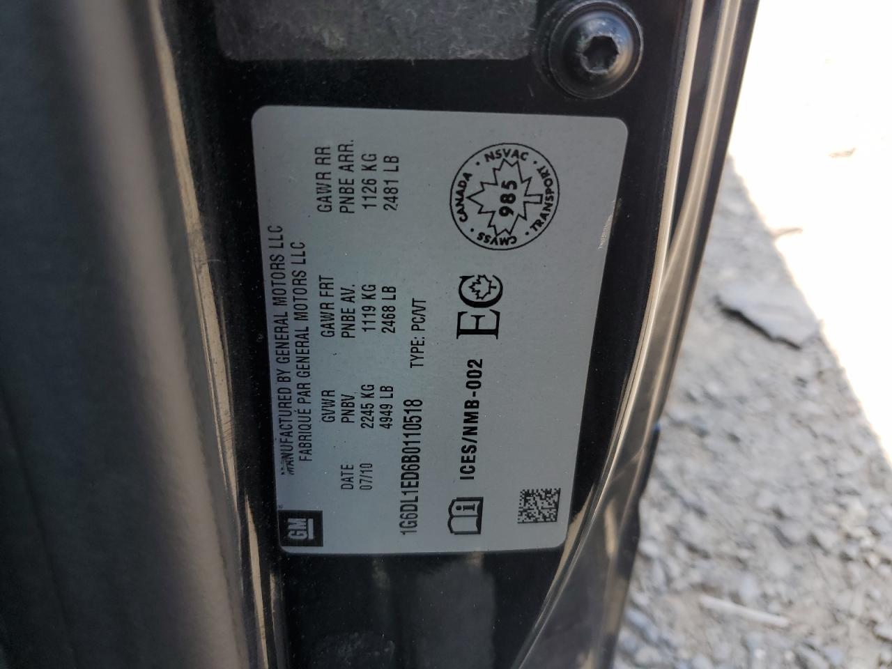 2011 Cadillac Cts Performance Collection VIN: 1G6DL1ED6B0110518 Lot: 62267705