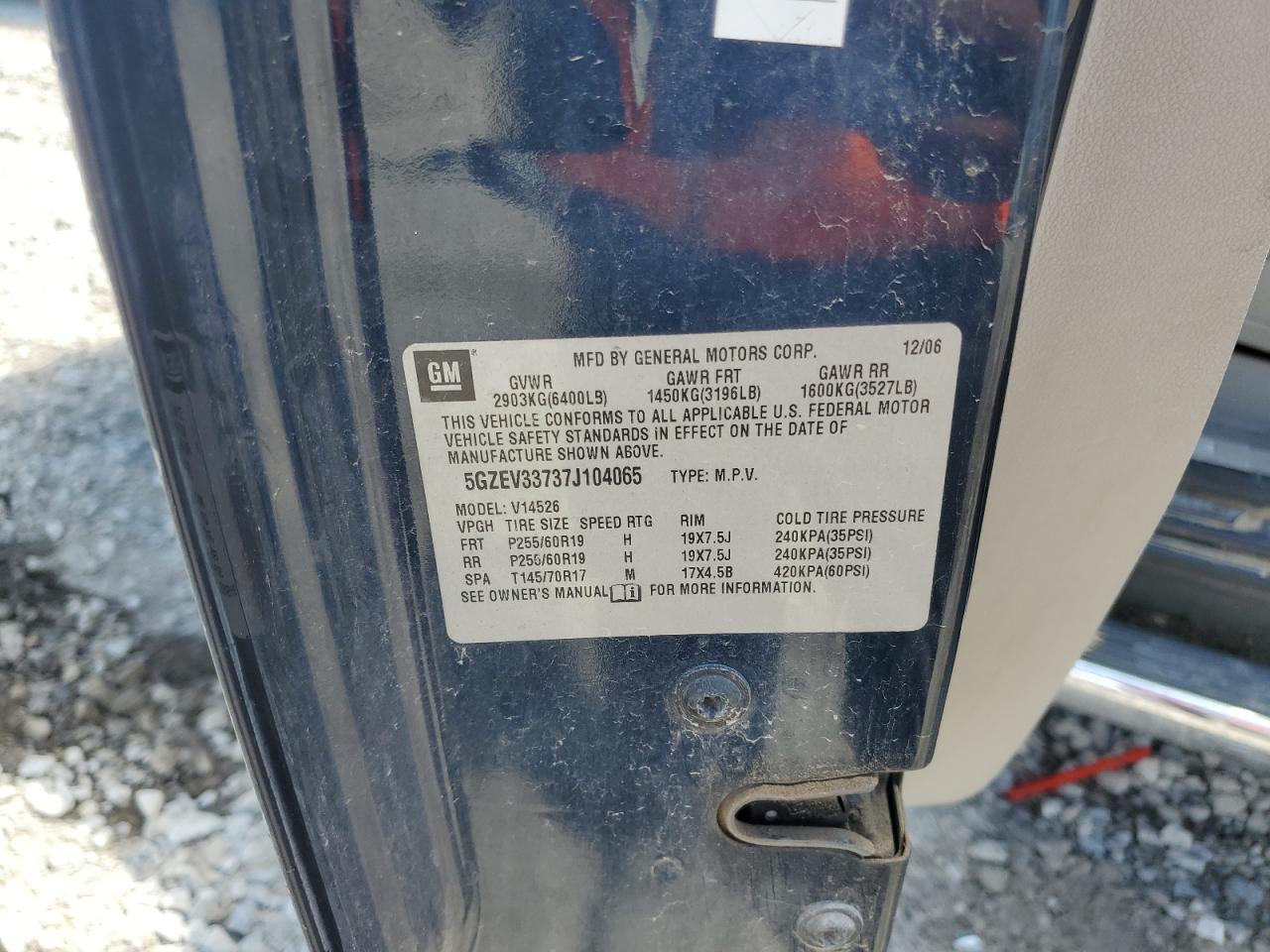 2007 Saturn Outlook Special VIN: 5GZEV33737J104065 Lot: 60957405