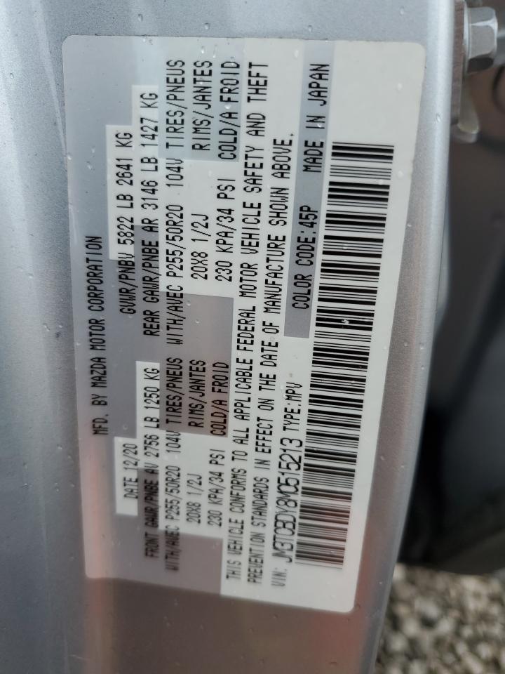 2021 Mazda Cx-9 Grand Touring VIN: JM3TCBDY8M0515213 Lot: 61394325
