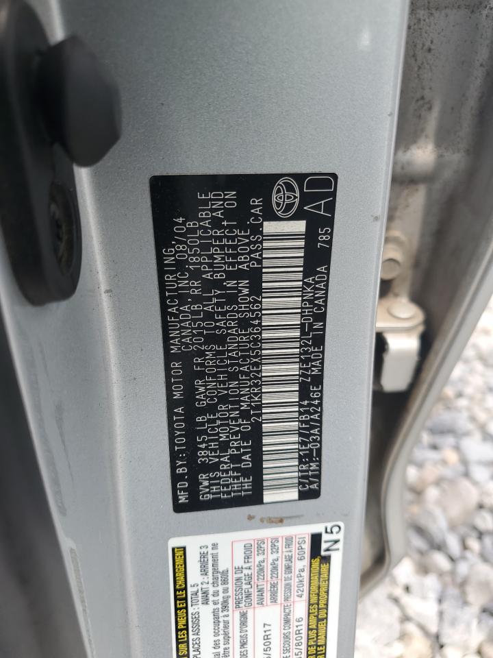 2005 Toyota Corolla Matrix Xr VIN: 2T1KR32EX5C364562 Lot: 62323365