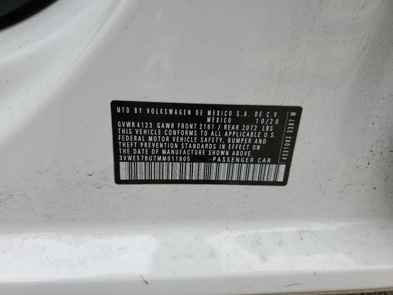 2021 Volkswagen Jetta Sel VIN: 3VWE57BU7MM011805 Lot: 62227385