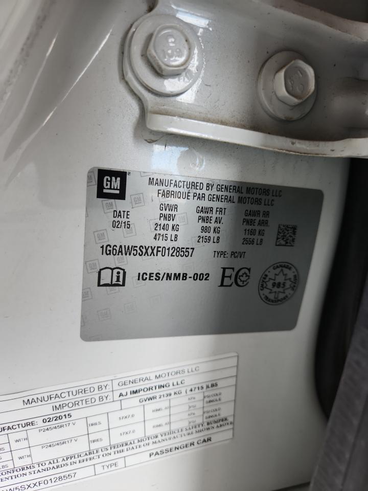 2015 Cadillac Cts VIN: 1G6AW5SXXF0128557 Lot: 63279835