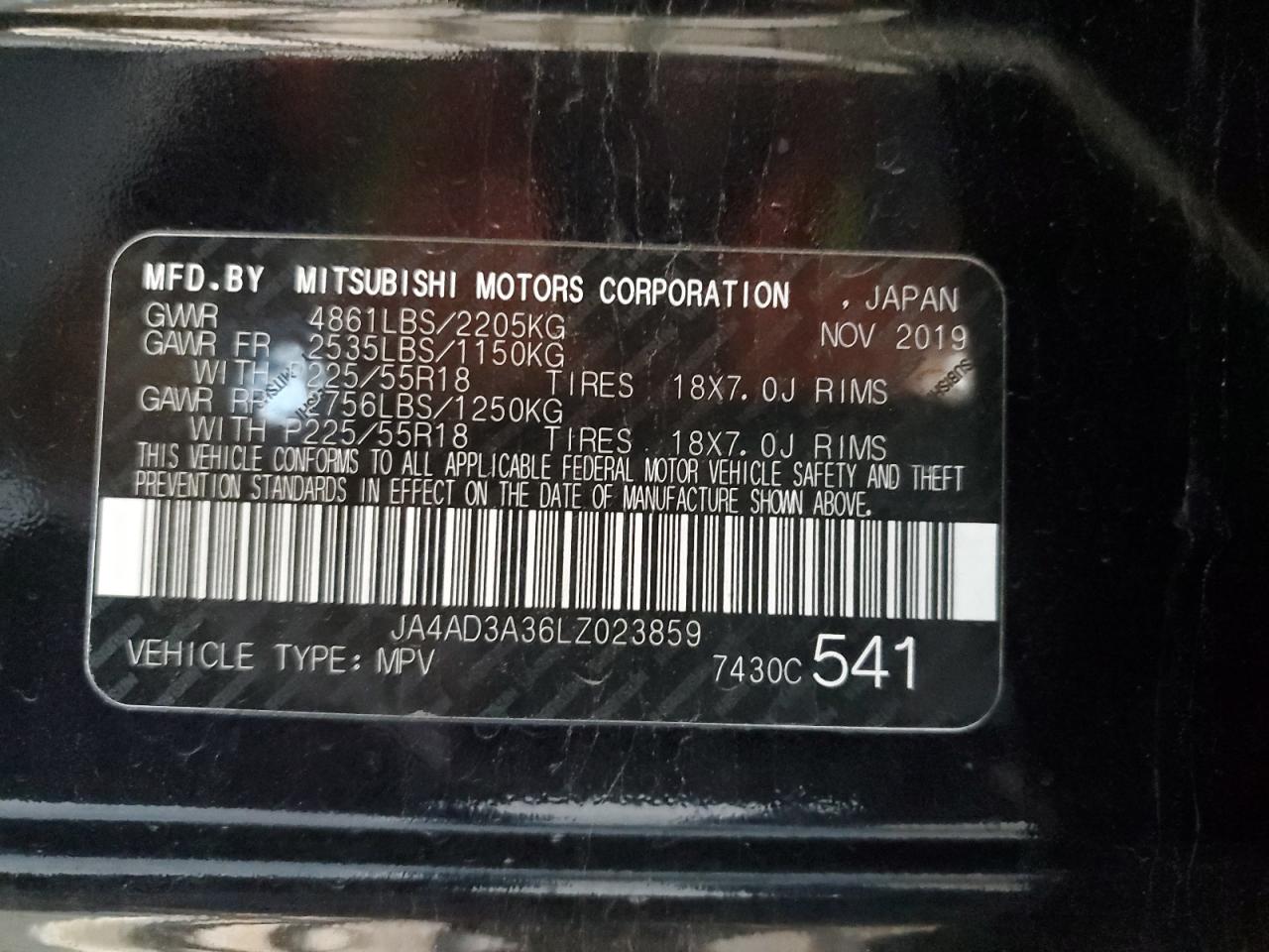 2020 Mitsubishi Outlander Se VIN: JA4AD3A36LZ023859 Lot: 62758765