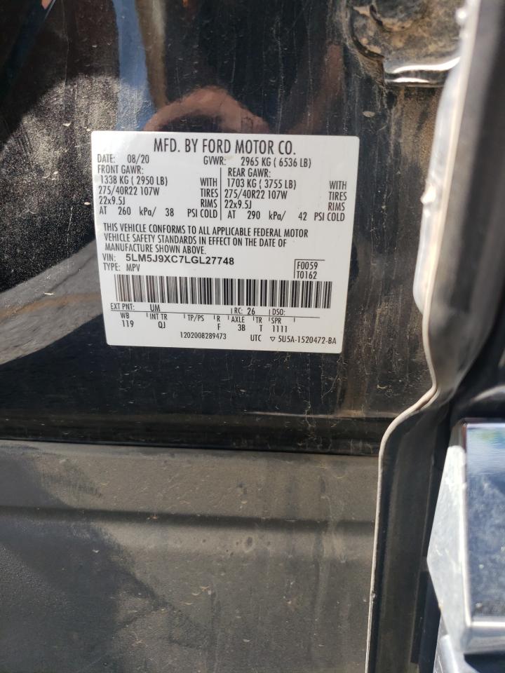 2020 Lincoln Aviator Black Label VIN: 5LM5J9XC7LGL27748 Lot: 62106425