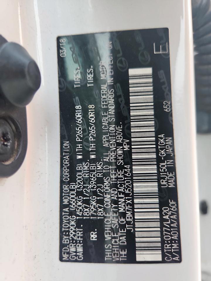 2018 Lexus Gx 460 VIN: JTJBM7FX1J5201644 Lot: 61424355