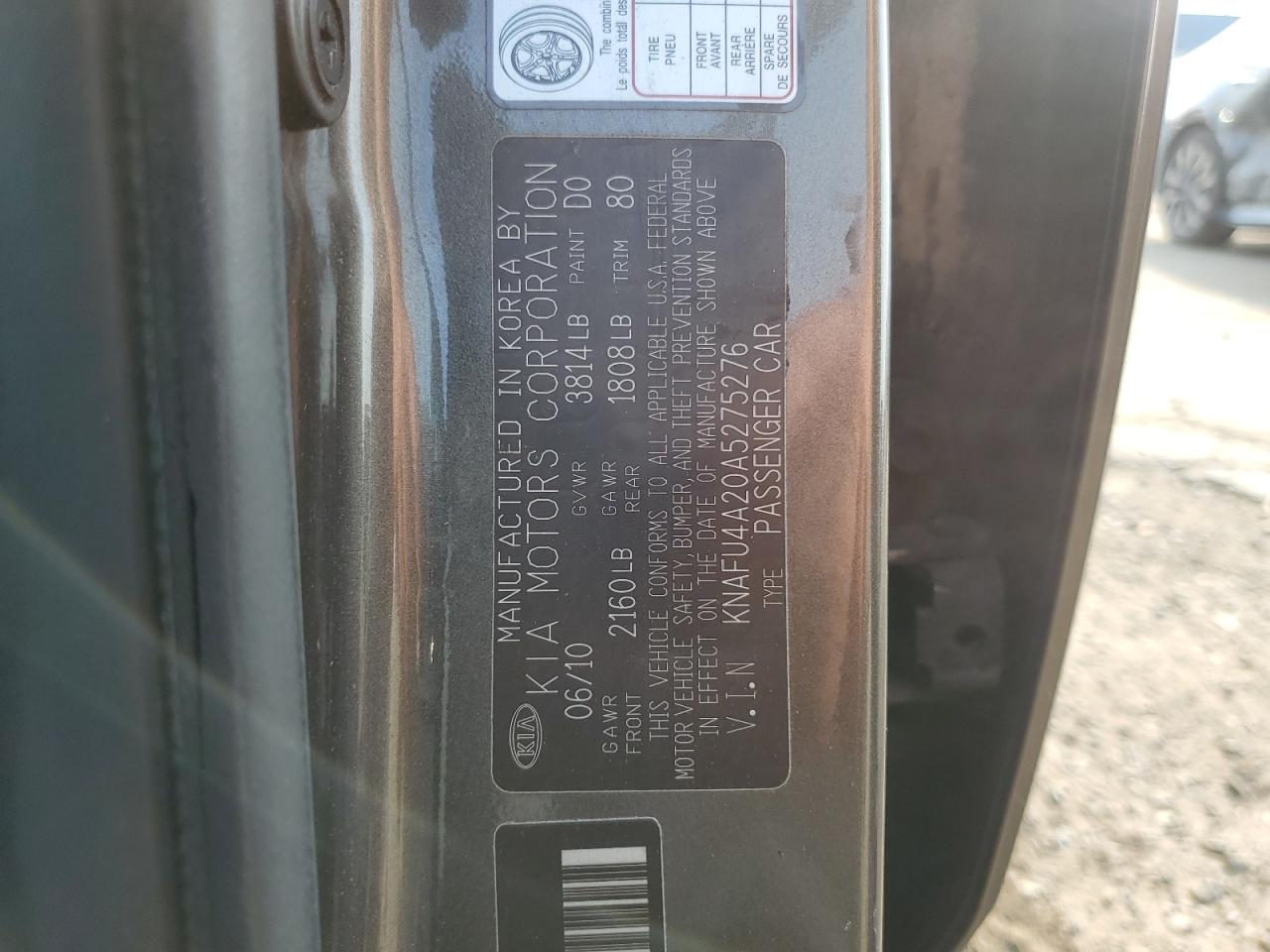 2010 Kia Forte Ex VIN: KNAFU4A20A5275276 Lot: 64029635