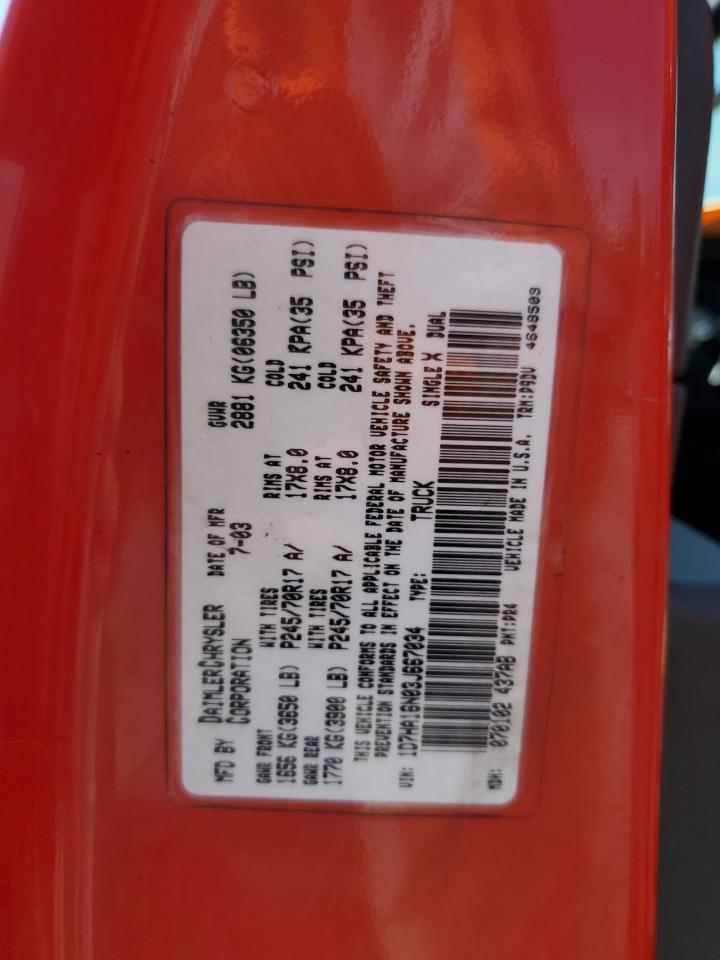 2003 Dodge Ram 1500 St VIN: 1D7HA16N03J667034 Lot: 60035415