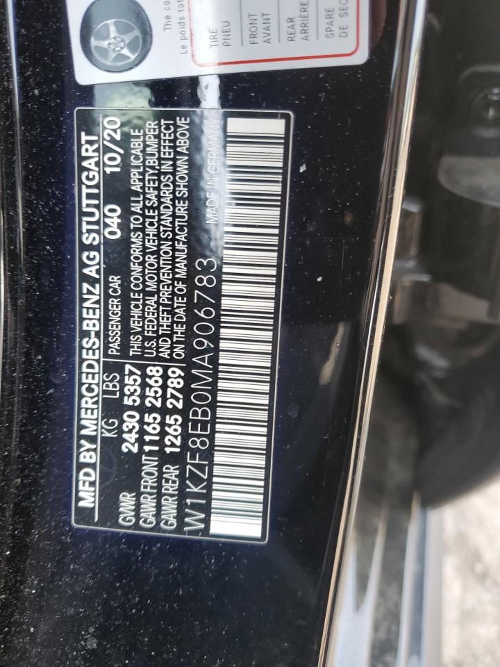 2021 Mercedes-Benz E 350 4Matic VIN: W1KZF8EB0MA906783 Lot: 58819635
