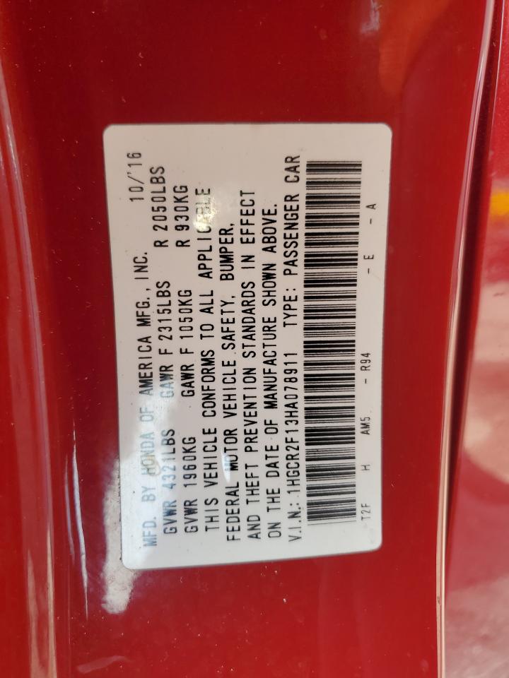 2017 Honda Accord Sport Special Edition VIN: 1HGCR2F13HA078911 Lot: 62660025