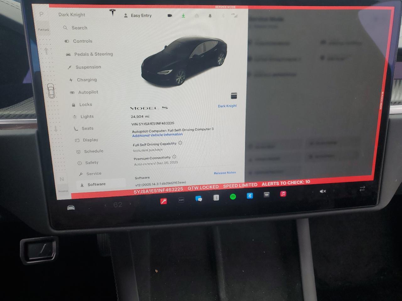 2022 Tesla Model S VIN: 5YJSA1E51NF463225 Lot: 61208445