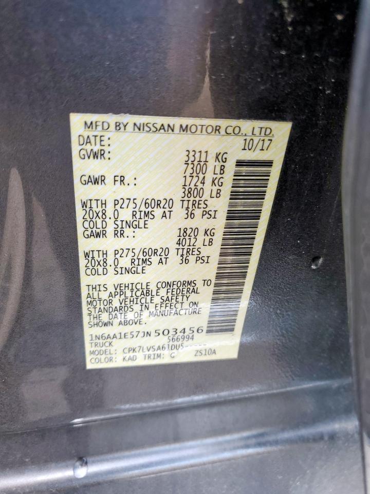 2018 Nissan Titan Sv VIN: 1N6AA1E57JN503456 Lot: 60152185