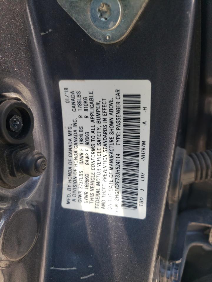2018 Honda Civic Ex VIN: 2HGFC2F73JH524114 Lot: 62479225