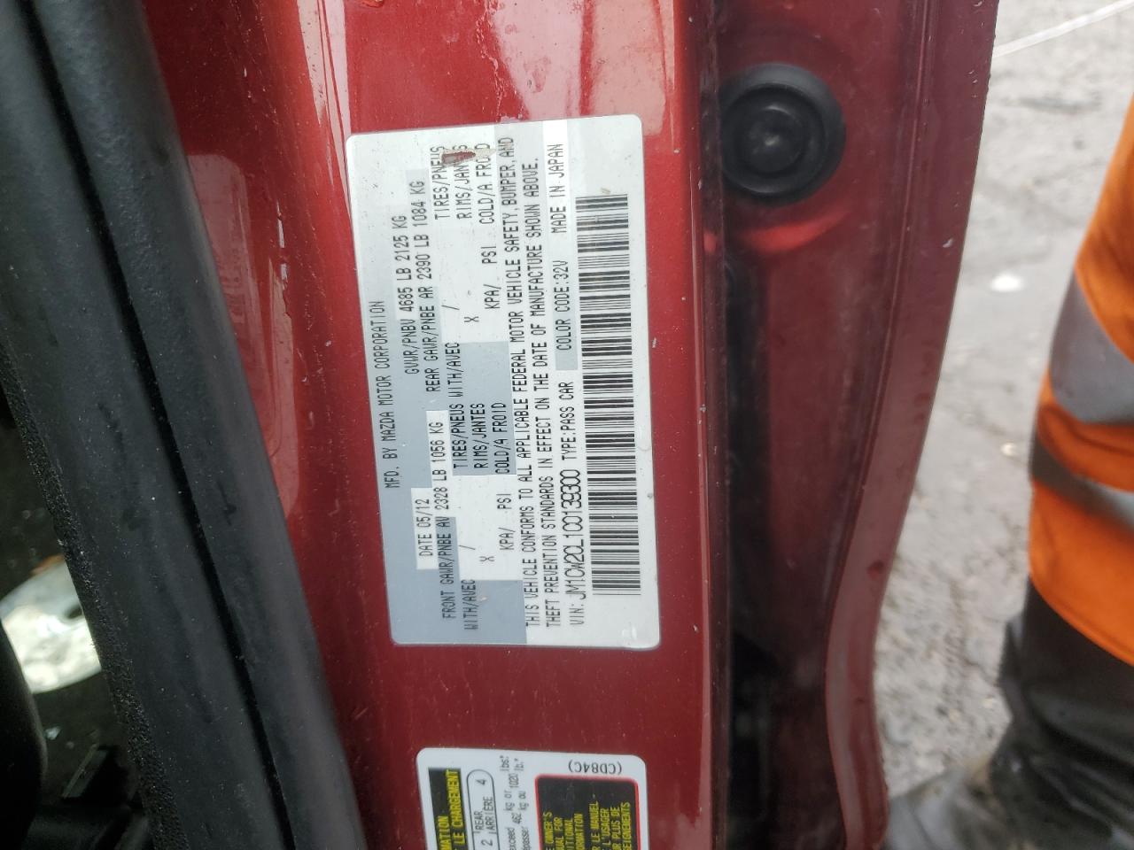 2012 Mazda 5 VIN: JM1CW2CL1C0139300 Lot: 59616525