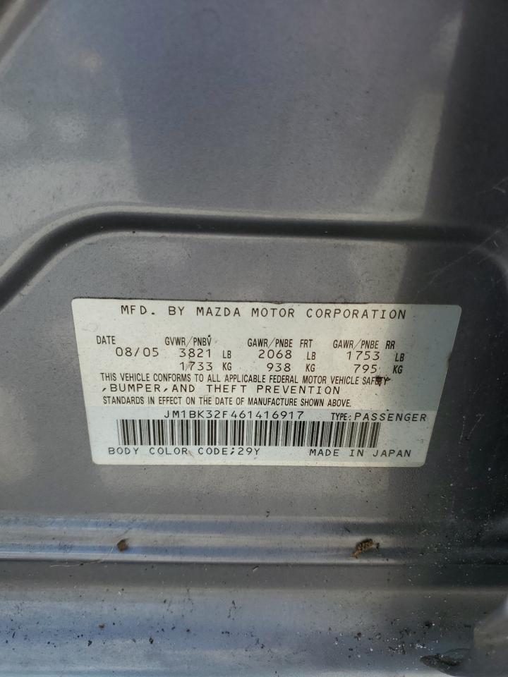 2006 Mazda 3 I VIN: JM1BK32F461416917 Lot: 62533385