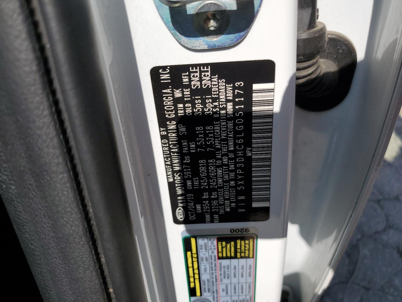 2020 Kia Telluride Ex VIN: 5XYP3DHC6LG051173 Lot: 60843475