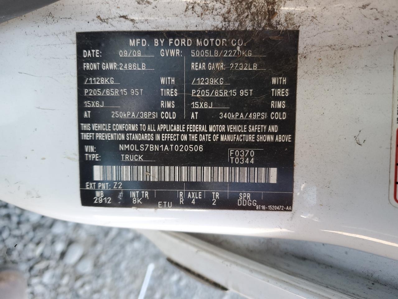 2010 Ford Transit Connect Xlt VIN: NM0LS7BN1AT020506 Lot: 63122625
