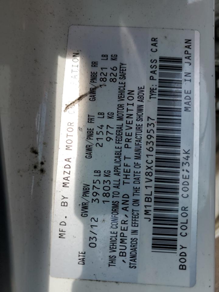 2012 Mazda 3 I VIN: JM1BL1V8XC1639537 Lot: 62658585