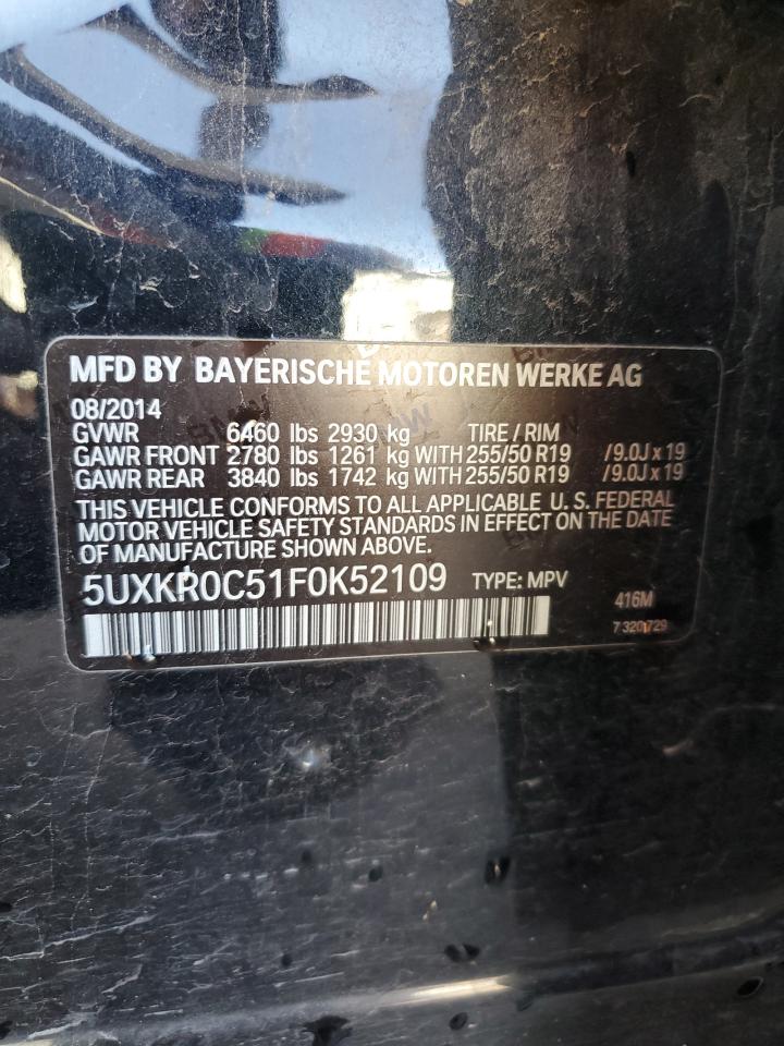 2015 BMW X5 xDrive35I VIN: 5UXKR0C51F0K52109 Lot: 60286195