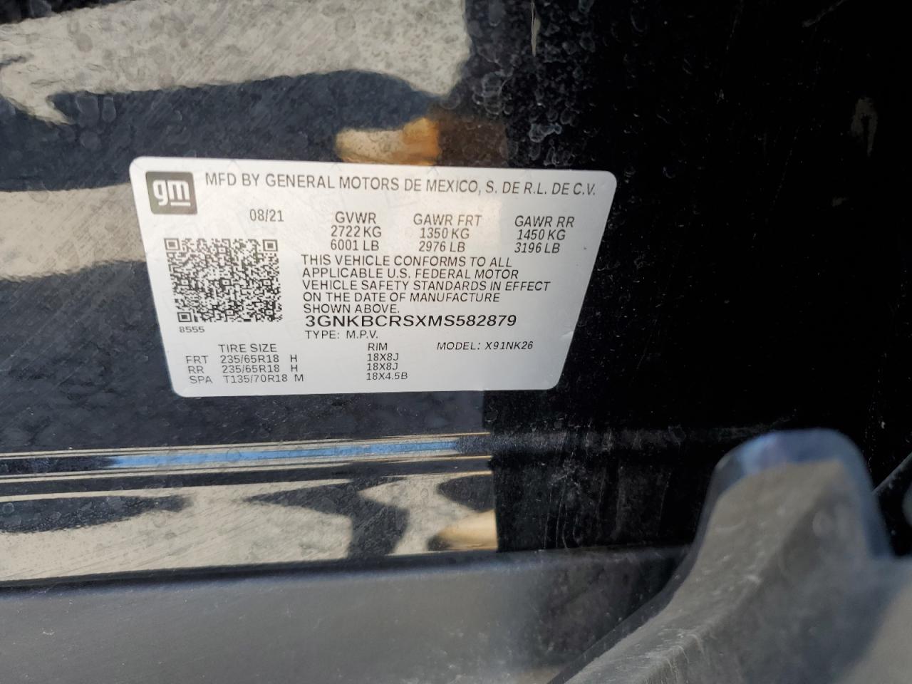 2021 Chevrolet Blazer 2Lt VIN: 3GNKBCRSXMS582879 Lot: 59228255