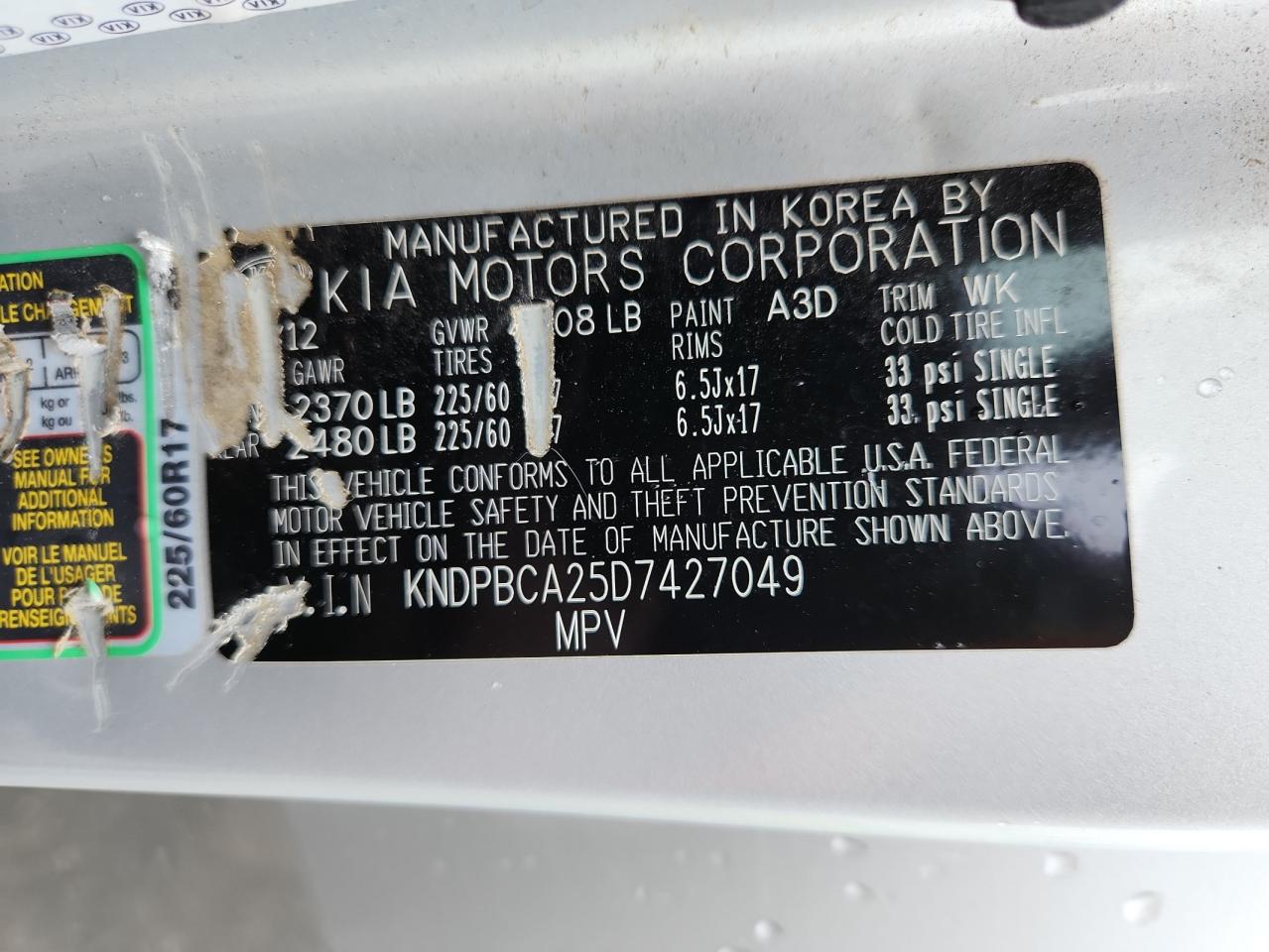 2013 Kia Sportage Lx VIN: KNDPBCA25D7427049 Lot: 62384115