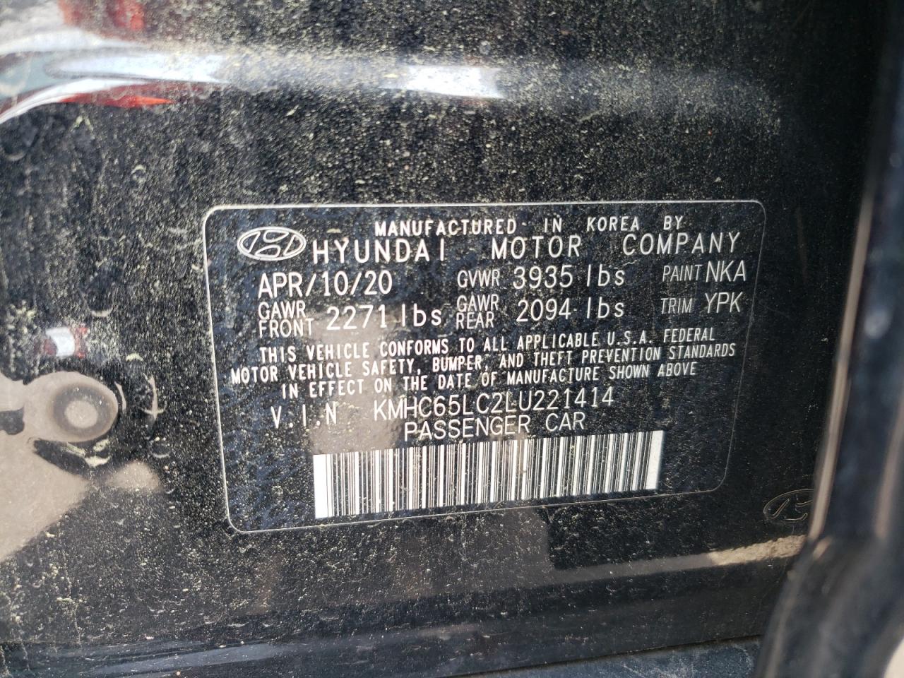 2020 Hyundai Ioniq Blue VIN: KMHC65LC2LU221414 Lot: 59317405