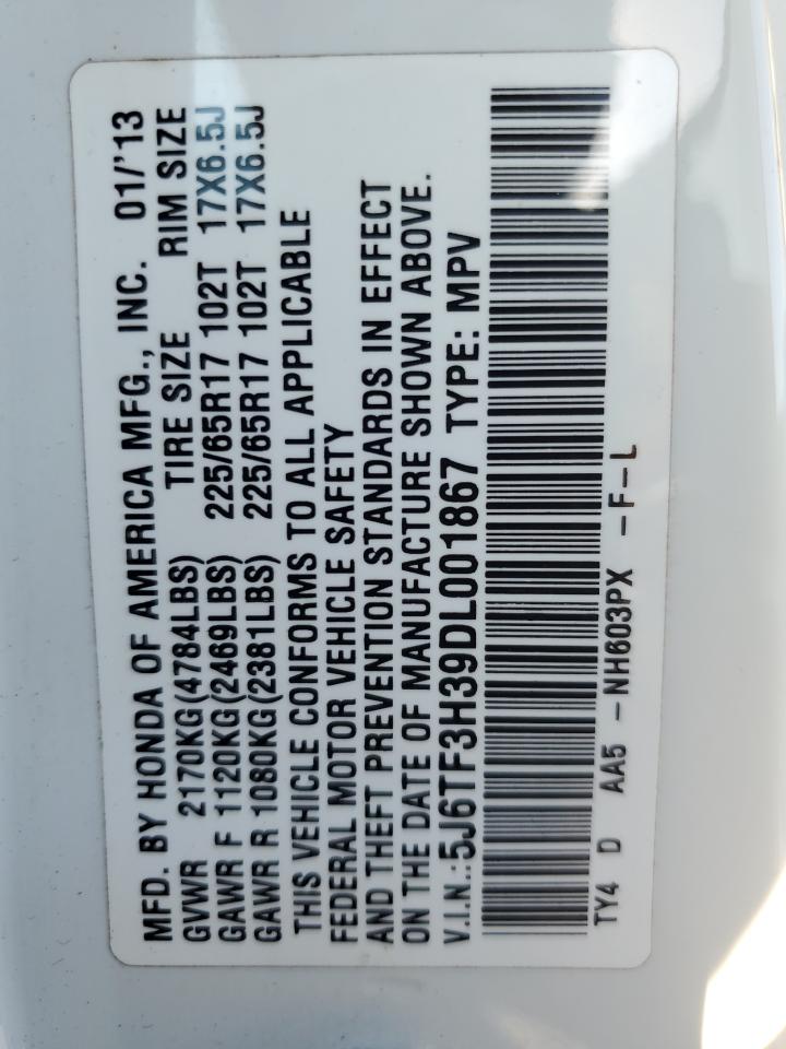 2013 Honda Crosstour Ex VIN: 5J6TF3H39DL001867 Lot: 61465565
